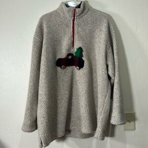 Tasha Polizzi For TP Saddleblanket And Co Fleece Quarter Zip Xmas Top